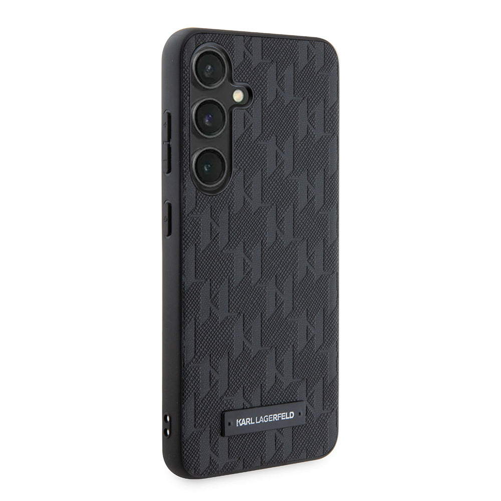Hoes voor Samsung Galaxy S24 S921, Karl Lagerfeld, Saffiano Mono Metal Logo, Zwart