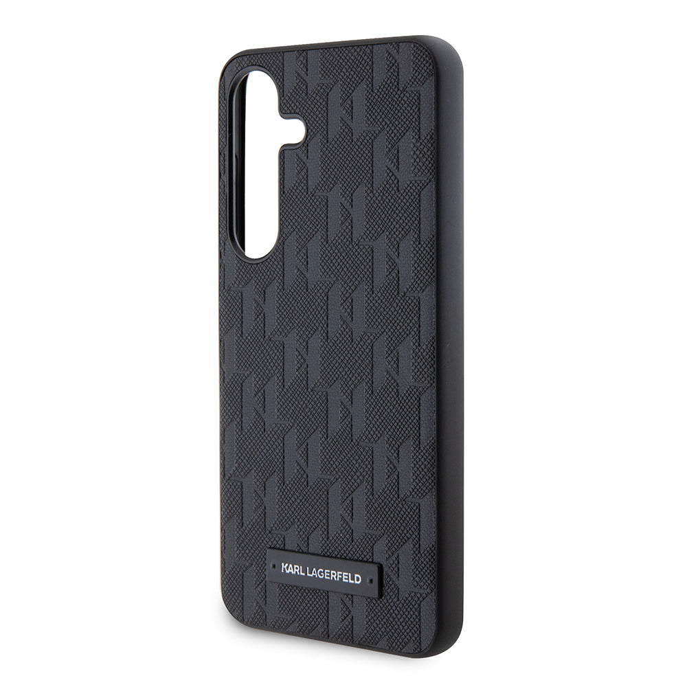 Hoes voor Samsung Galaxy S24 S921, Karl Lagerfeld, Saffiano Mono Metal Logo, Zwart