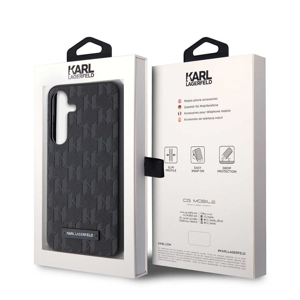 Hoes voor Samsung Galaxy S24 S921, Karl Lagerfeld, Saffiano Mono Metal Logo, Zwart