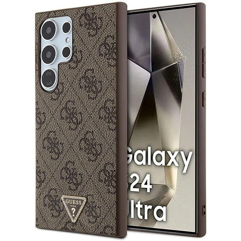 Hoes voor Samsung Galaxy S24 Ultra S928, Guess, 4G Triangle Strass, Bruin