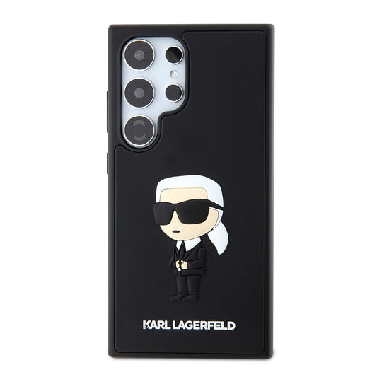 Hoes voor Samsung Galaxy S24 Ultra S928, Karl Lagerfeld, 3D Rubber Ikonik Karl, Zwart