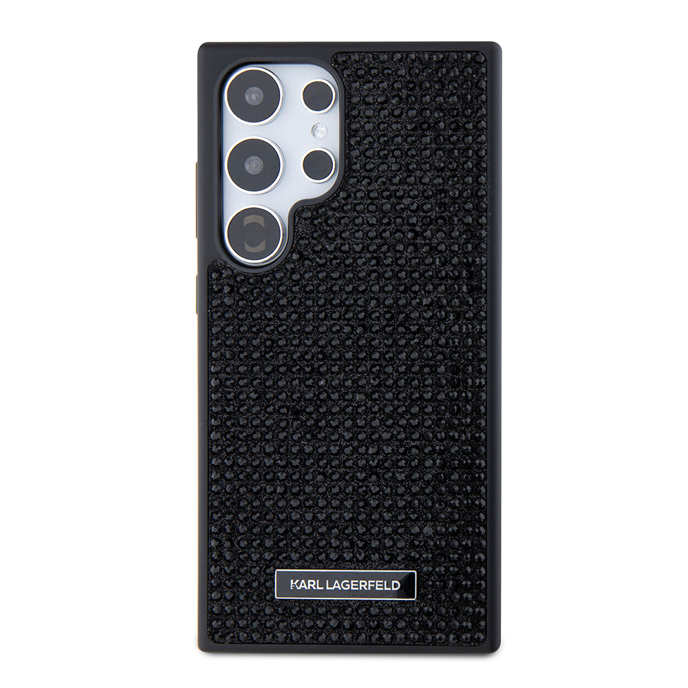 Hoes voor Samsung Galaxy S24 Ultra S928, Karl Lagerfeld, Rhinestone Metal Plate, Zwart