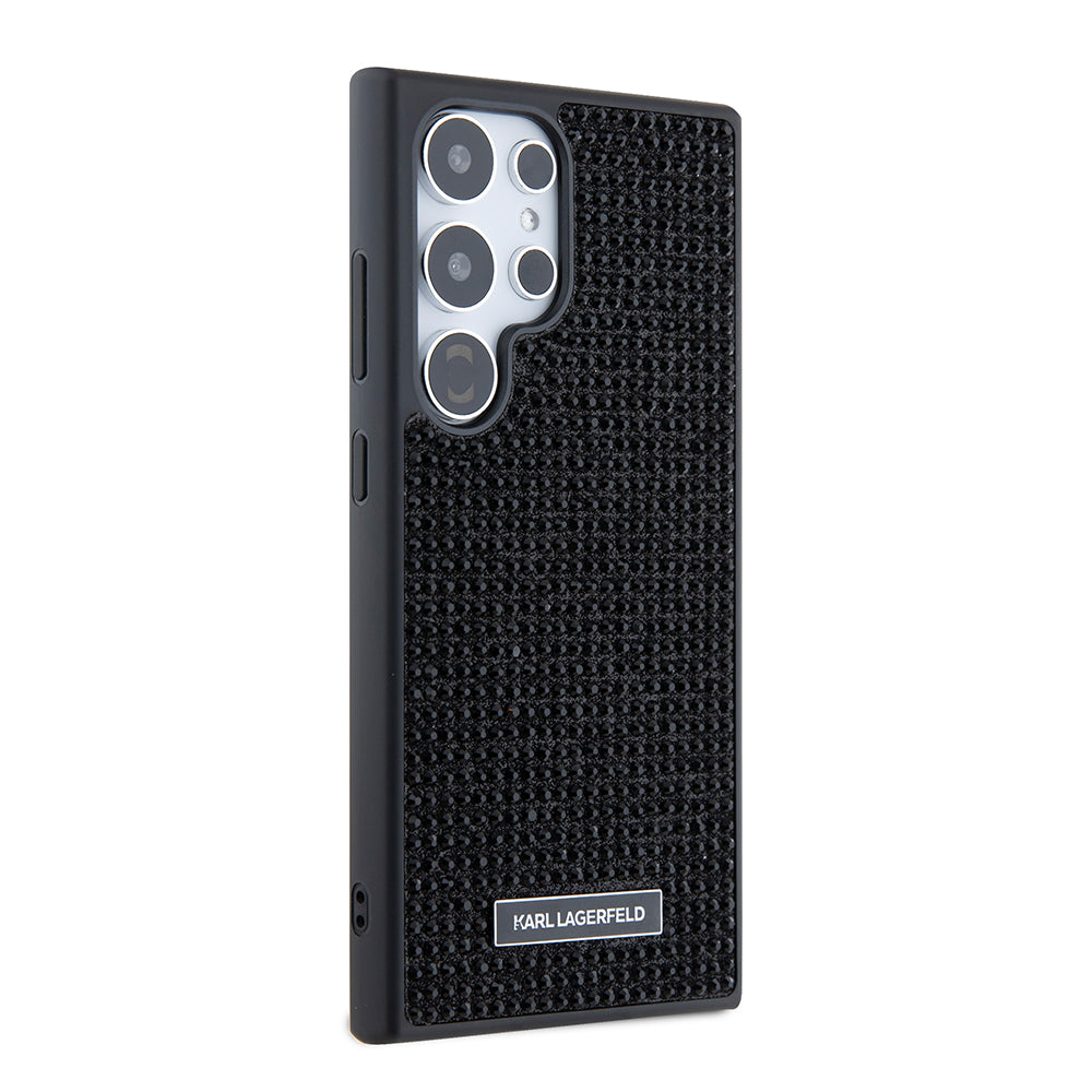 Hoes voor Samsung Galaxy S24 Ultra S928, Karl Lagerfeld, Rhinestone Metal Plate, Zwart
