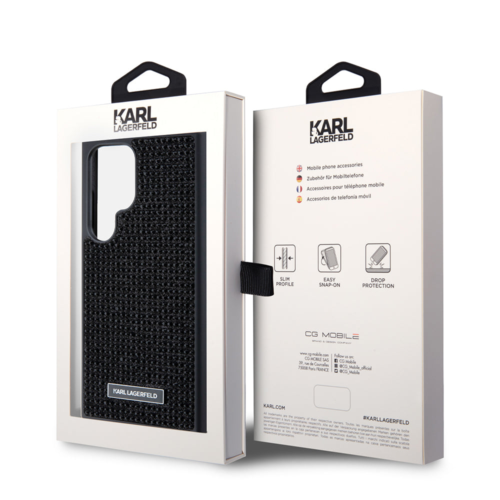 Hoes voor Samsung Galaxy S24 Ultra S928, Karl Lagerfeld, Rhinestone Metal Plate, Zwart
