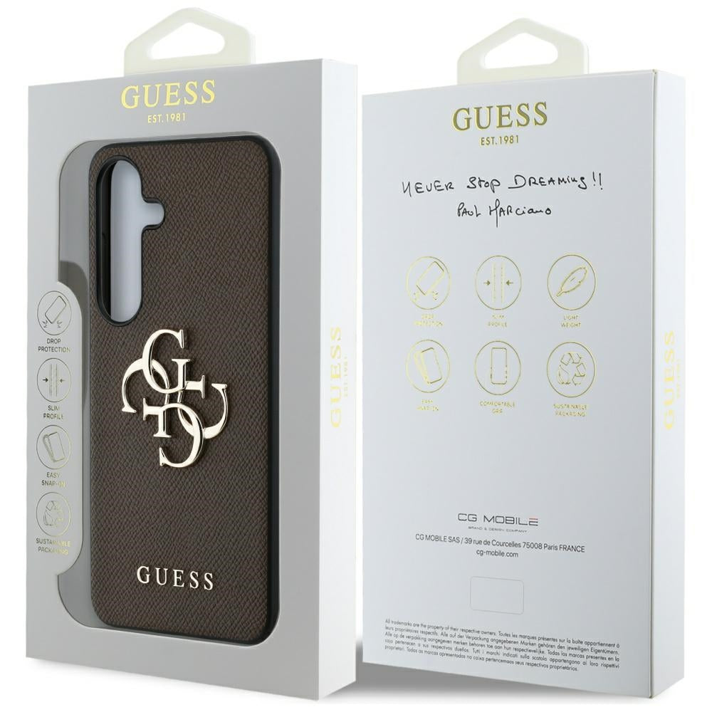 Case for Samsung Galaxy S25+ S936, Guess, 4G Grained Big and Classic Logo, Brown