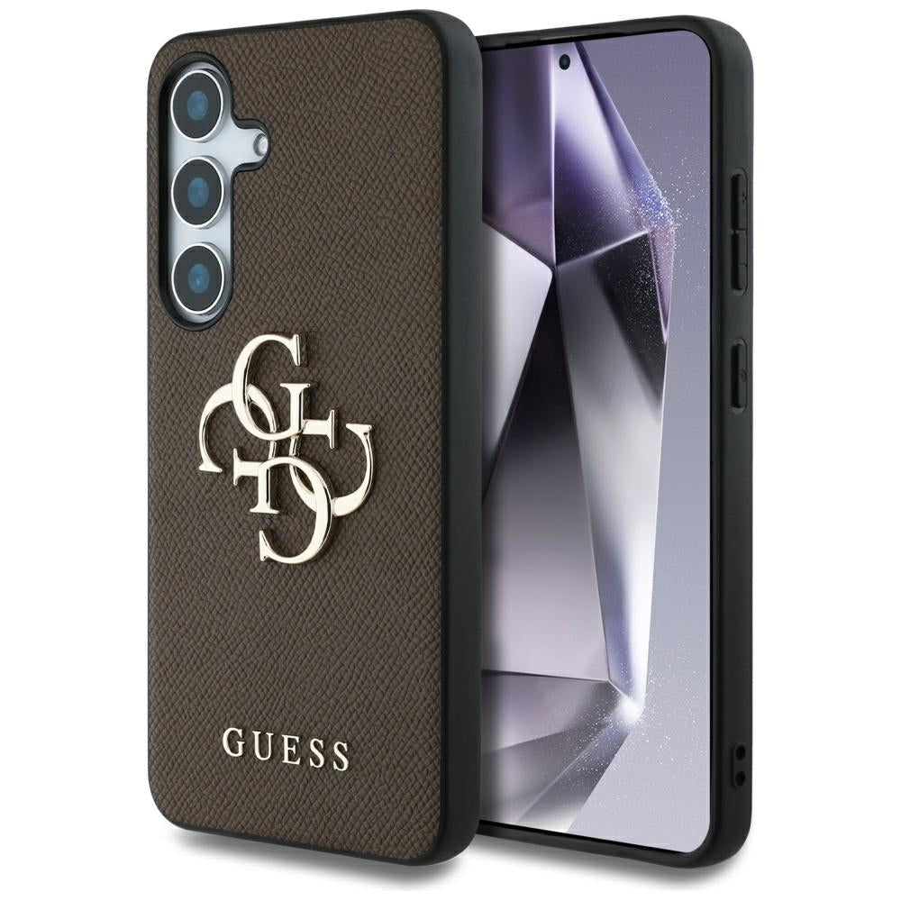 Hoes voor Samsung Galaxy S25 S931, Guess, 4G Grained Big and Classic Logo, Bruin