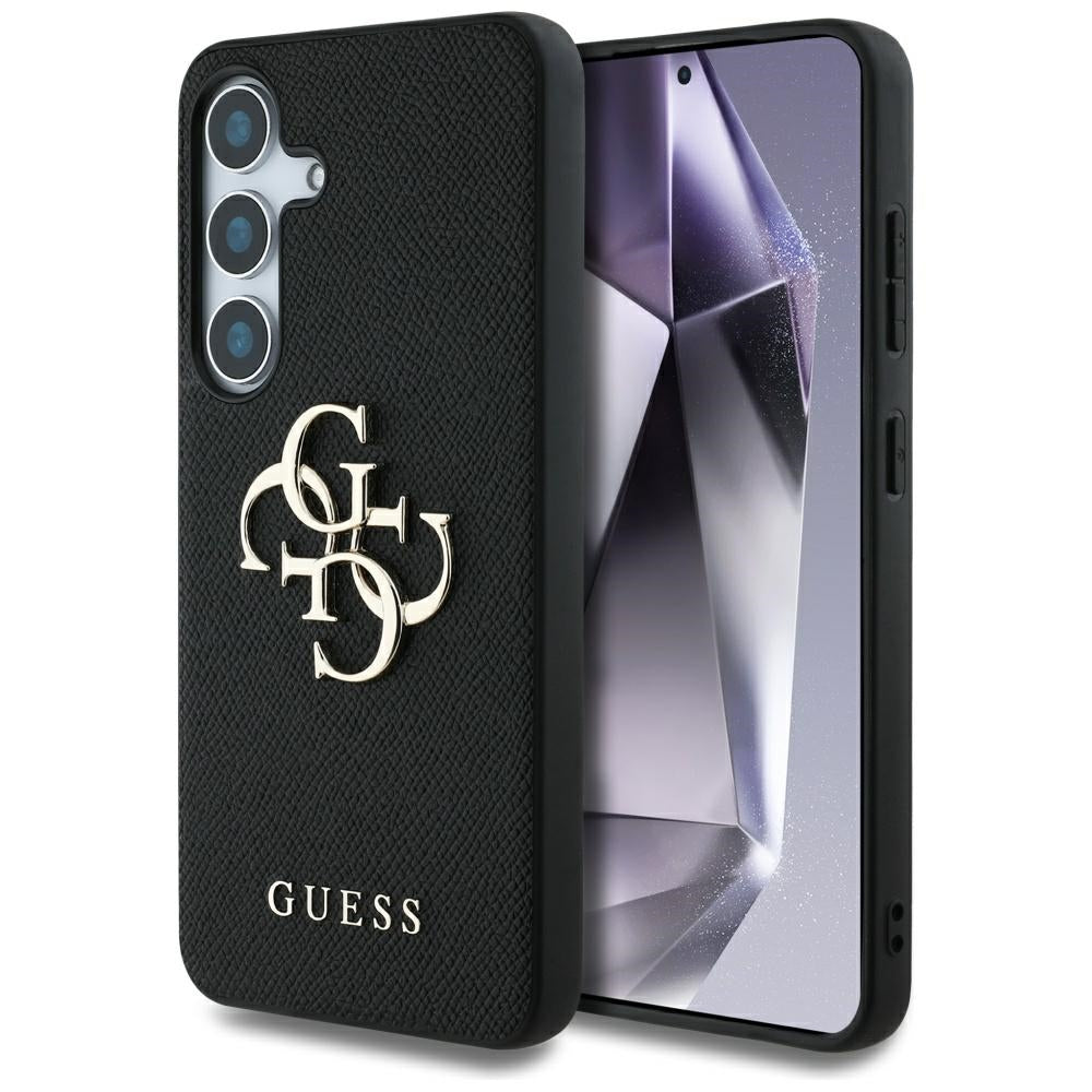 Case for Samsung Galaxy S25 S931, Guess, 4G Grained Big and Classic Logo, Black