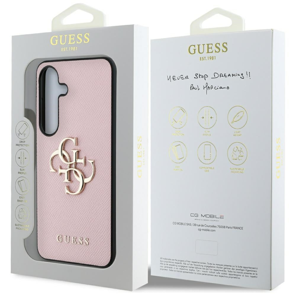 Hoes voor Samsung Galaxy S25 S931, Guess, 4G Grained Big and Classic Logo, Roze