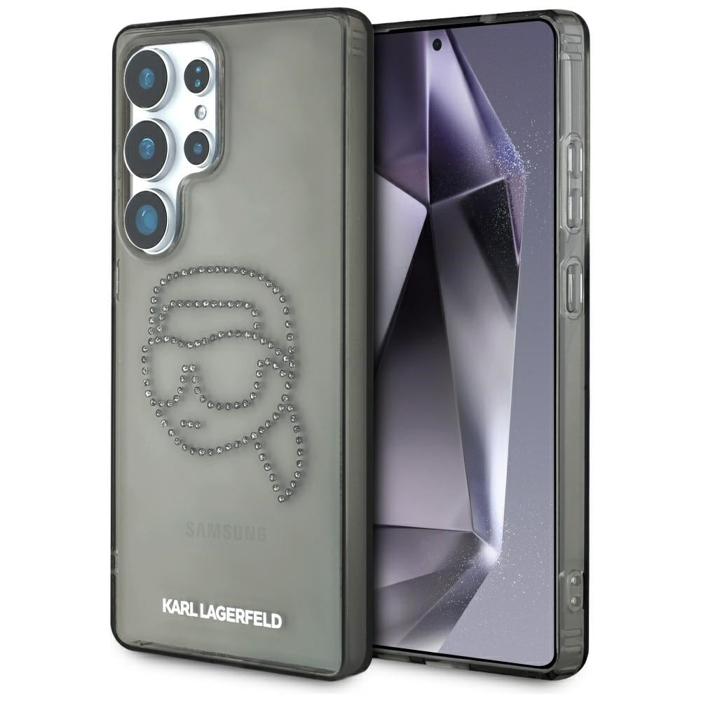 Hoes voor Samsung Galaxy S25 Ultra S938, Karl Lagerfeld, IML Rhinestones Karl's Head, Zwart