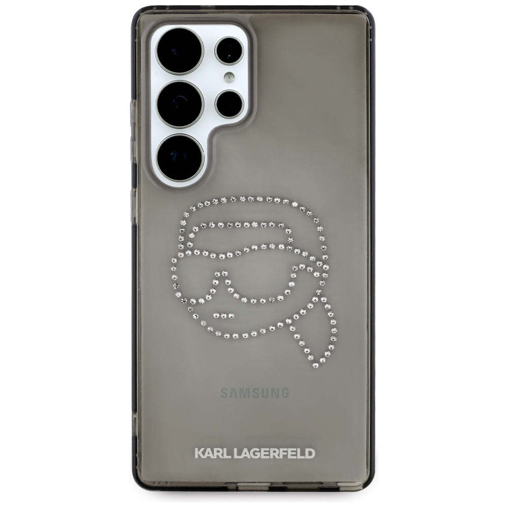 Hoes voor Samsung Galaxy S25 Ultra S938, Karl Lagerfeld, IML Rhinestones Karl's Head, Zwart