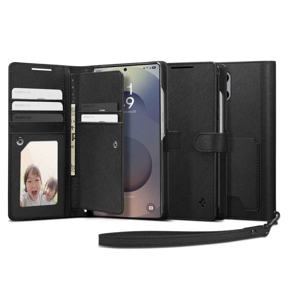 Hoes voor Samsung Galaxy S25 Ultra S938, Spigen, Wallet S, Zwart ACS09124