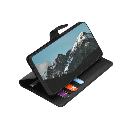 Hoes voor Samsung Galaxy S26 FE / S25 FE, Techsuit, Leather Folio, Zwart