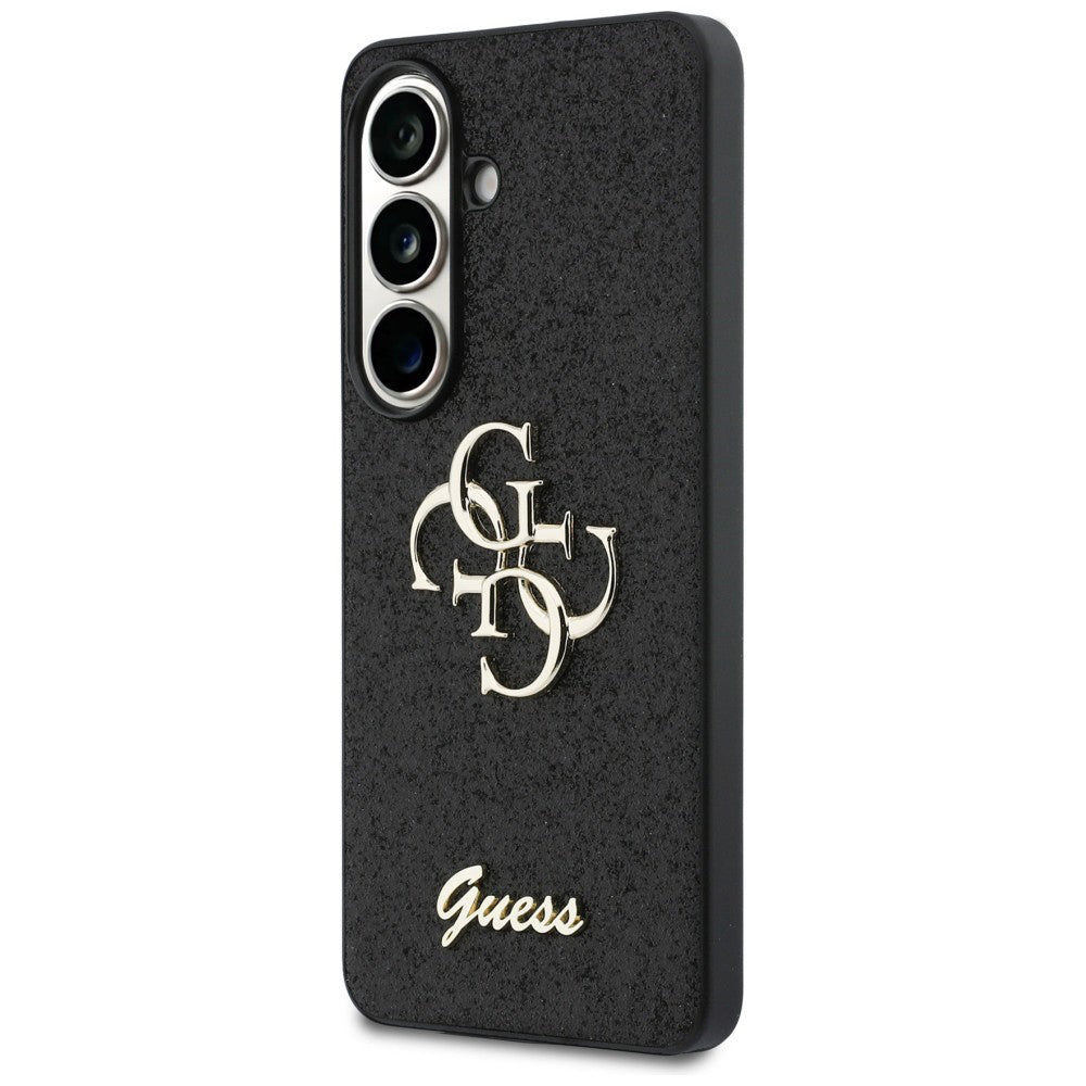 Case for Samsung Galaxy S26 S942, Guess, Fixed Glitter Big 4G Metal Frame, Black