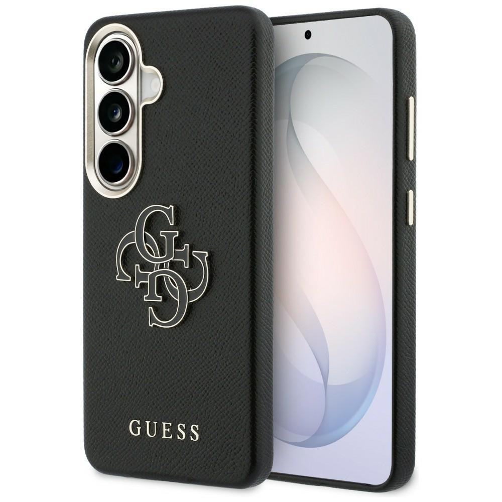 Hoes voor Samsung Galaxy S26 Plus S947, Guess, 4G Gegranuleerd Groot en Klassiek Logo, Zwart