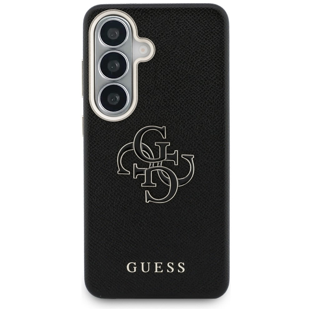 Hoes voor Samsung Galaxy S26 Plus S947, Guess, 4G Gegranuleerd Groot en Klassiek Logo, Zwart