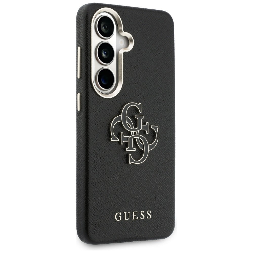 Hoes voor Samsung Galaxy S26 Plus S947, Guess, 4G Gegranuleerd Groot en Klassiek Logo, Zwart