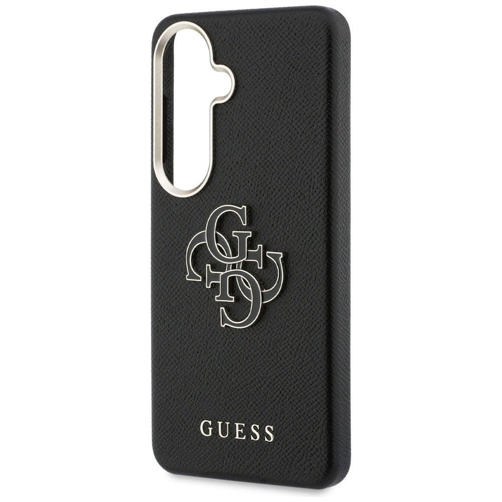 Hoes voor Samsung Galaxy S26 Plus S947, Guess, 4G Gegranuleerd Groot en Klassiek Logo, Zwart