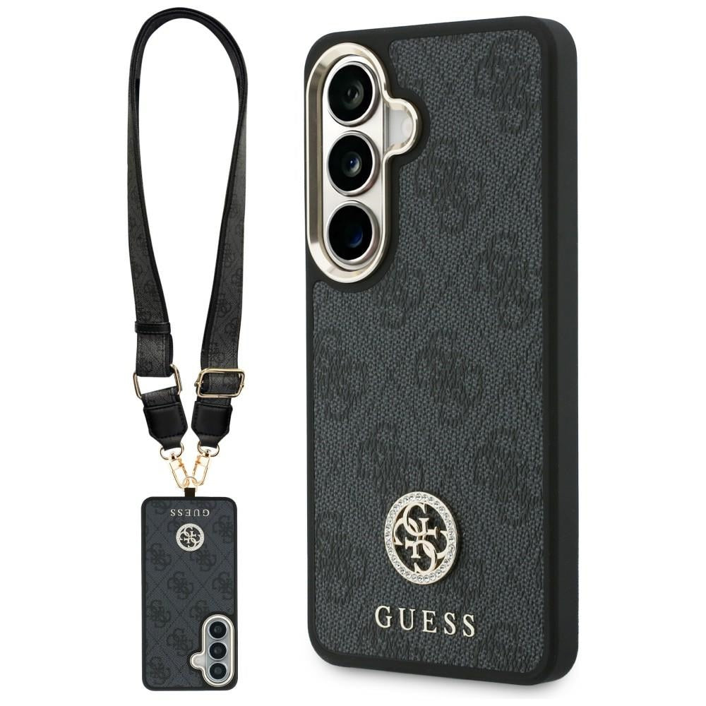 Hoes voor Samsung Galaxy S26 S942, GUESS, 4G Big Rhinestone Triangle Strap, Zwart