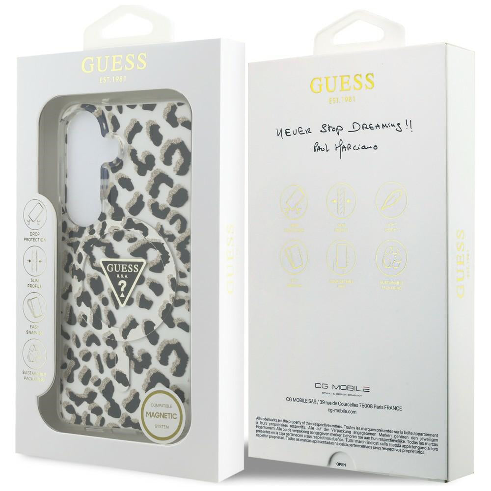 MagSafe hoesje voor Samsung Galaxy S26 S942, Guess, IML Leopard Pattern, Zwart
