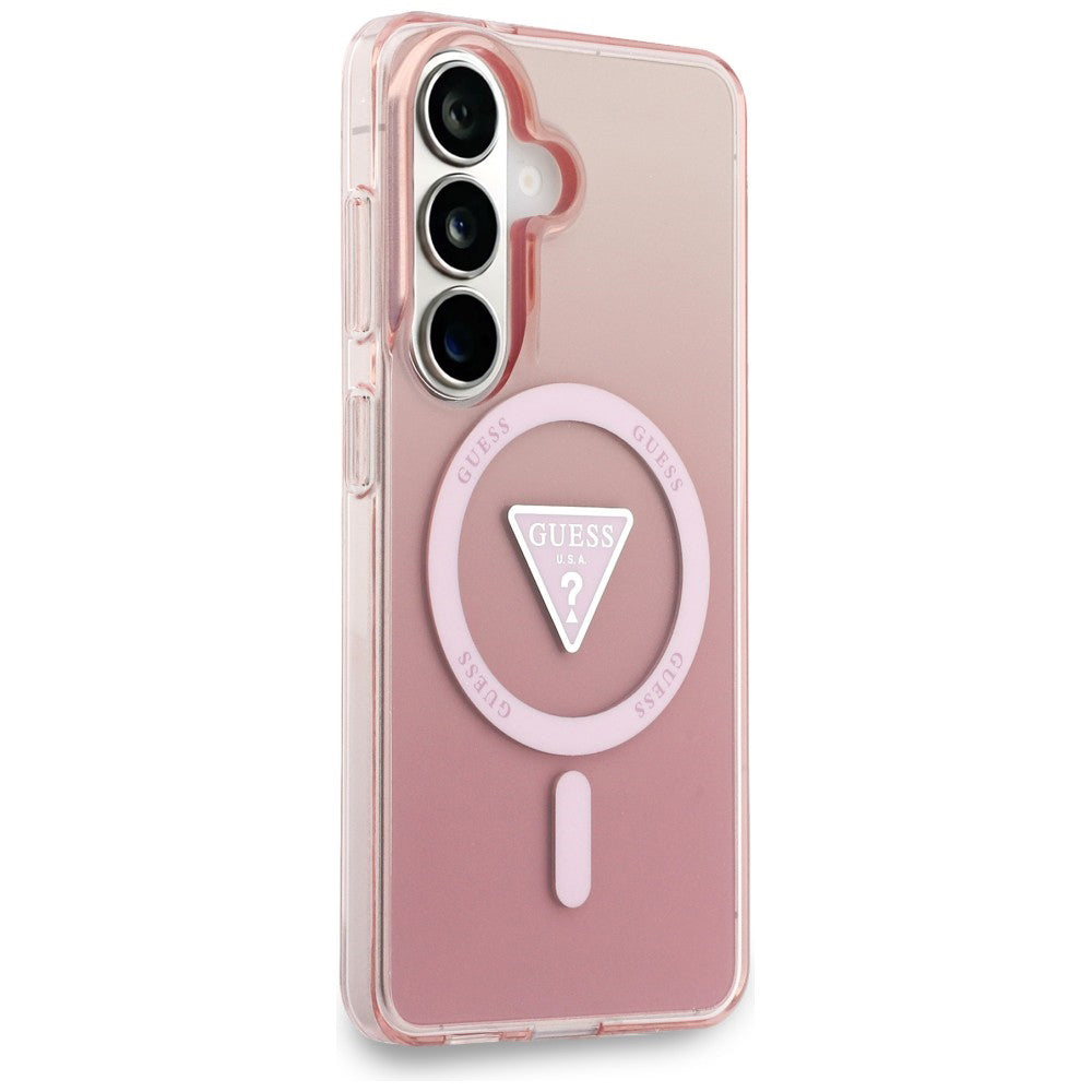 MagSafe Case for Samsung Galaxy S26 S942, Guess, IML Gradient Triangle Logo, Pink