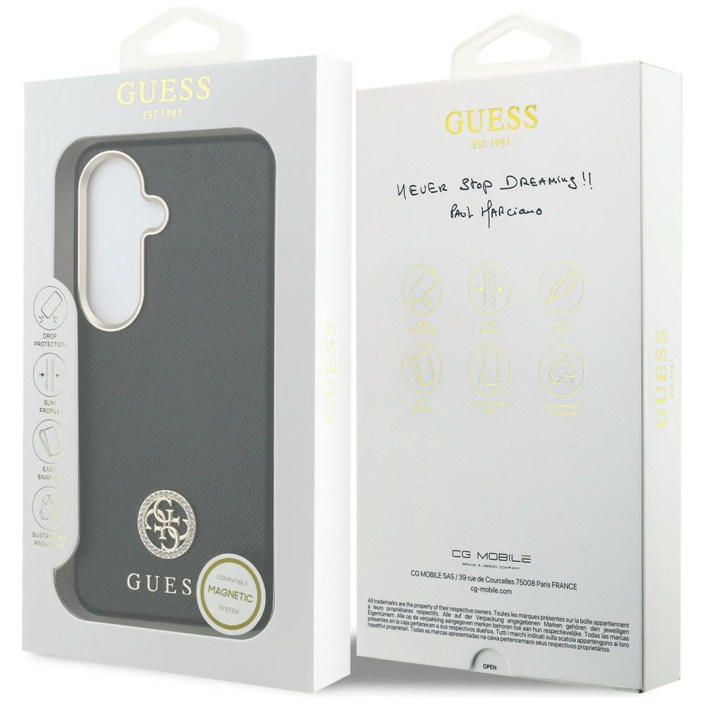 Hoes voor Samsung Galaxy S26 S942, Guess, Rhinestone Round Logo, Zwart