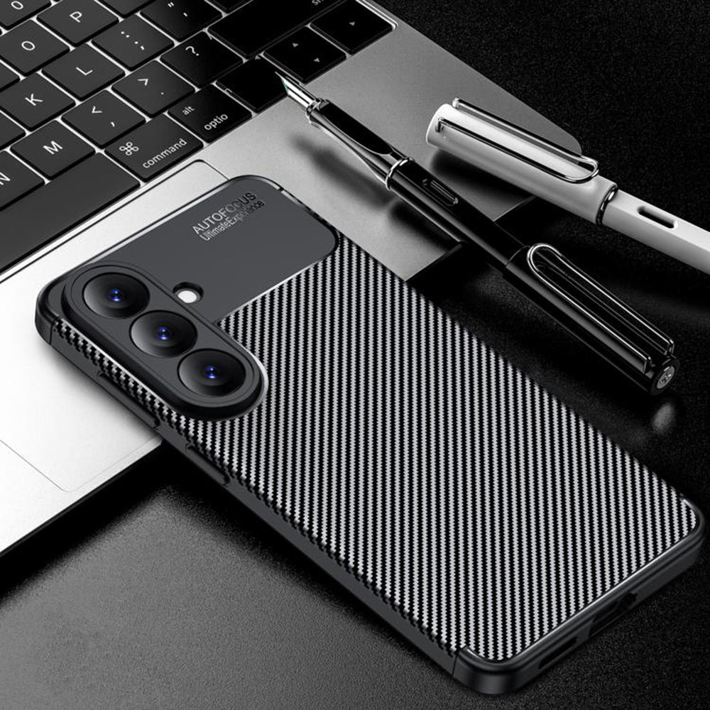 Hoes voor Samsung Galaxy S26 S942, Techsuit, CarbonFiber, Zwart
