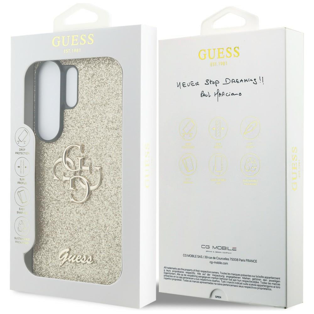 Hoes voor Samsung Galaxy S26 Ultra S948, Guess, Fixed Glitter Big 4G Metal Frame, Goud