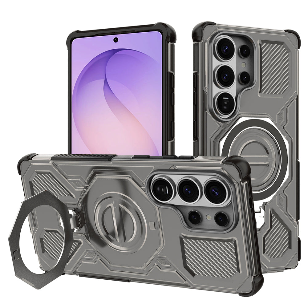 Hoes voor Samsung Galaxy S26 Ultra S948, Techsuit, Carbon Shield Pro, Rookkleurig