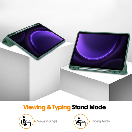 Hoes voor Samsung Galaxy Tab S10 FE / Tab S9 FE, Techsuit, Flex Trifold, Groen