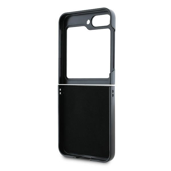 Hoes voor Samsung Galaxy Z Flip7 FE F761 / Z Flip6 F741, Karl Lagerfeld, Saffiano Monogram Karl's Head Metal, Zwart