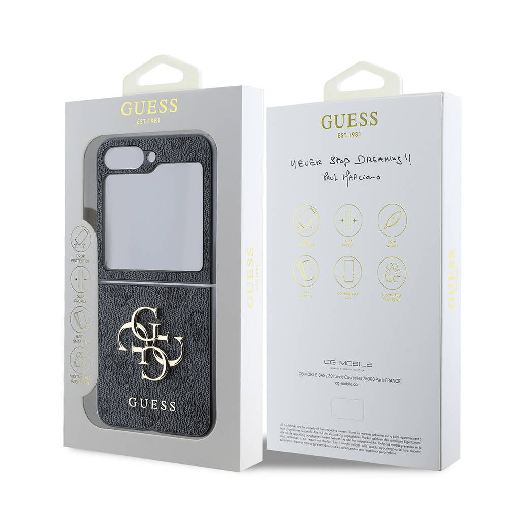 Hoes voor Samsung Galaxy Z Flip7 FE F761 / Z Flip6 F741, Guess, 4G Metal Logo, Zwart