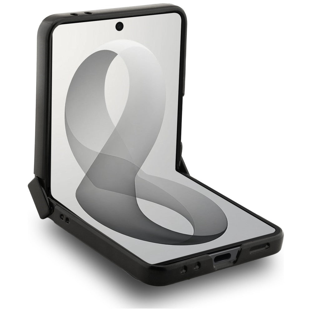 Hoes voor Samsung Galaxy Z Flip8 F776, Karl Lagerfeld, Saffiano Karl & Choupette Metalen Speld, Zwart
