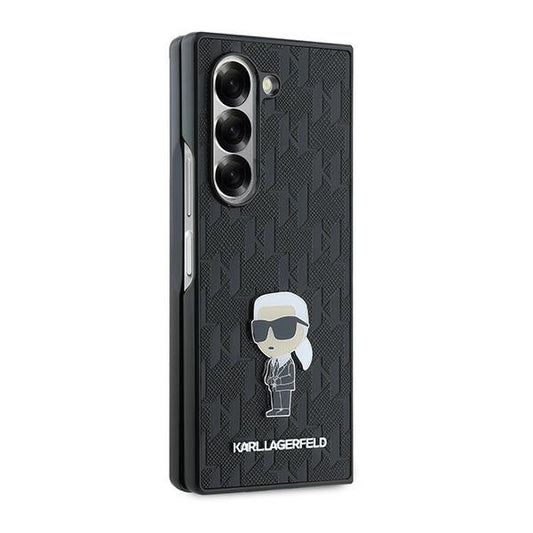 Hoes voor Samsung Galaxy Z Fold6 F956, Karl Lagerfeld, Saffiano Monogram Ikonik, Zwart