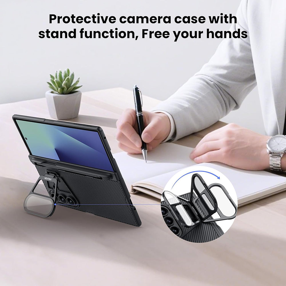 Case for Samsung Galaxy Z Fold7 F966, Nillkin, CamShield Prop with Transparent Lens Cover and S-Pen Holder, Black