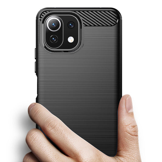 Hoes voor Xiaomi 11 Lite 5G NE / Mi 11 Lite 5G / 11 Lite, Techsuit, Carbon, Zwart