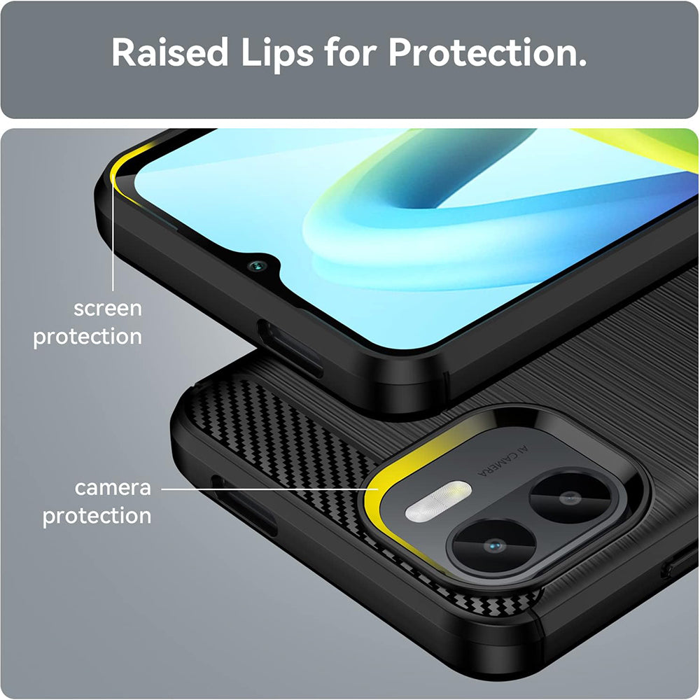 Hoes voor Xiaomi Redmi A2+ / A1+, Techsuit, Carbon, Zwart