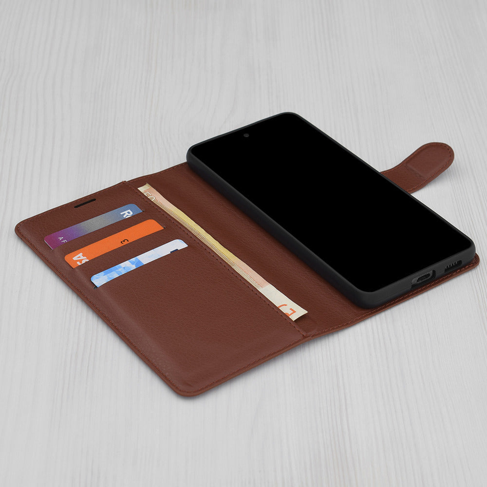 Hoes voor Xiaomi Redmi Note 15 Pro 5G, Techsuit, Leather Folio, Bruin