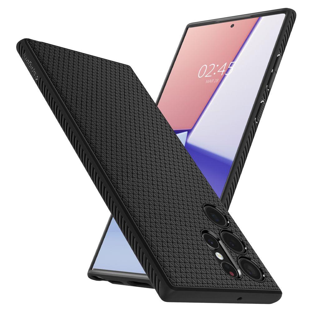 Hoesje voor Samsung Galaxy S22 Ultra 5G S908, Spigen, Liquid Air Mat, Zwart ACS03915