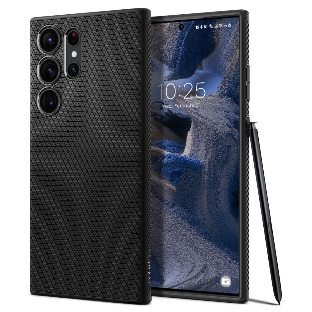 Hoes voor Samsung Galaxy S23 Ultra S918, Spigen, Liquid Air, Matzwart ACS05614
