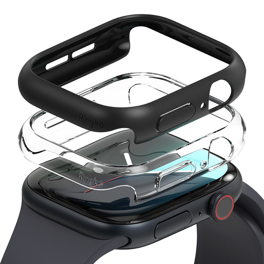 Ringke Slim hoesje voor Apple Watch Series 10 / 11 42mm, Set van 2 stuks, Mat Zwart / Transparant