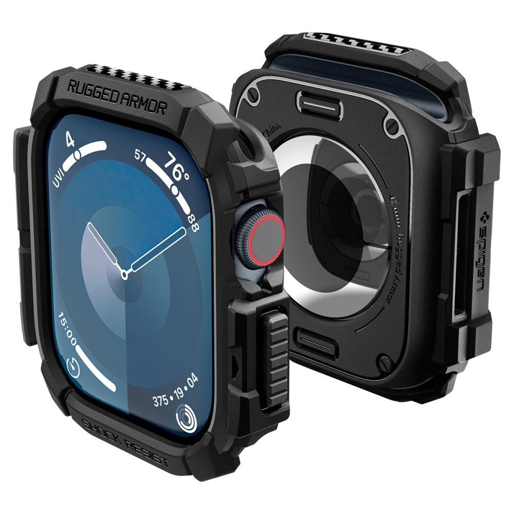 Spigen Rugged Armor hoes voor Apple Watch Series 10 / 11 42mm, Zwart ACS08585