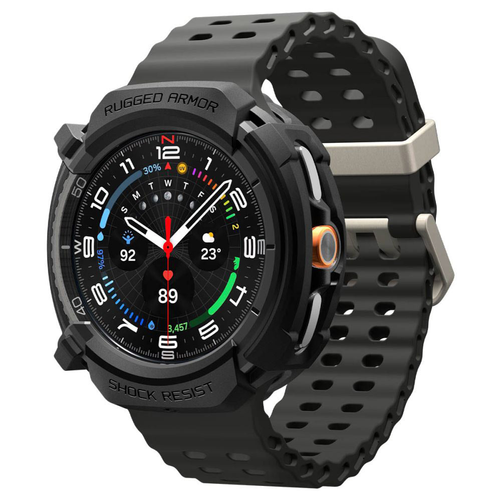 Spigen Rugged Armor hoes voor Samsung Galaxy Watch8 Classic, Matzwart ACS10012