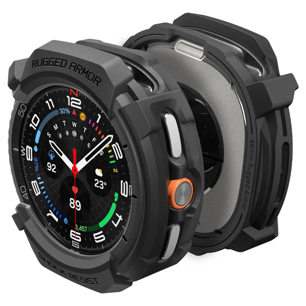 Spigen Rugged Armor hoes voor Samsung Galaxy Watch8 Classic, Matzwart ACS10012