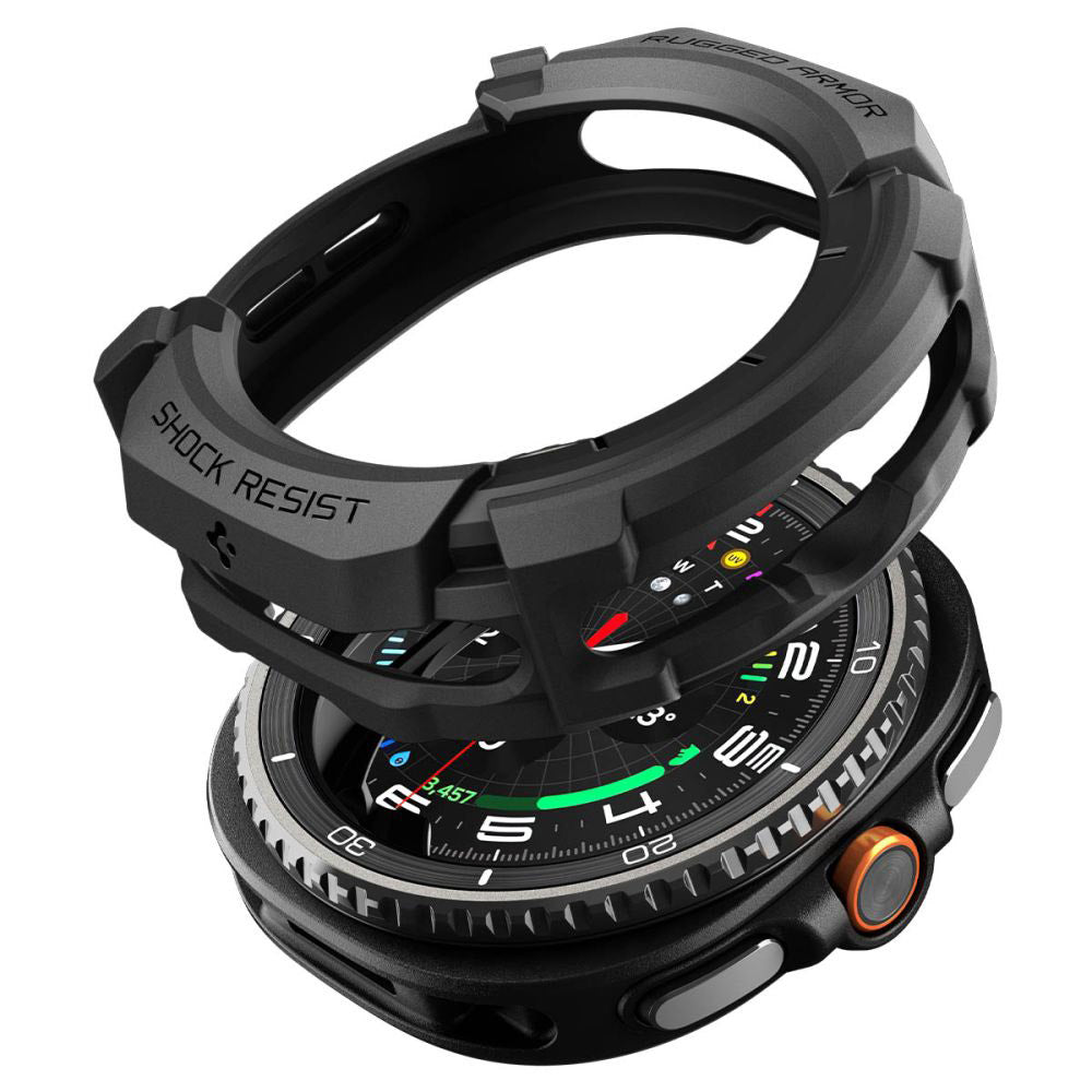 Spigen Rugged Armor hoes voor Samsung Galaxy Watch8 Classic, Matzwart ACS10012