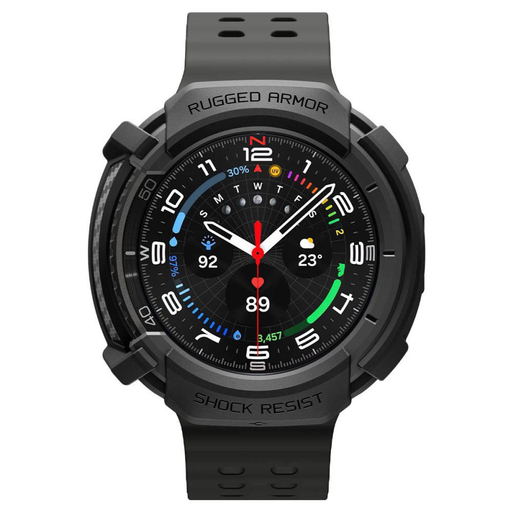 Spigen Rugged Armor hoes voor Samsung Galaxy Watch8 Classic, Matzwart ACS10012