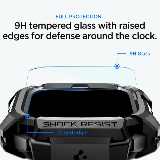 Spigen Rugged Armor Pro-hoes met screenprotector voor Apple Watch Ultra Series, zwart ACS12053