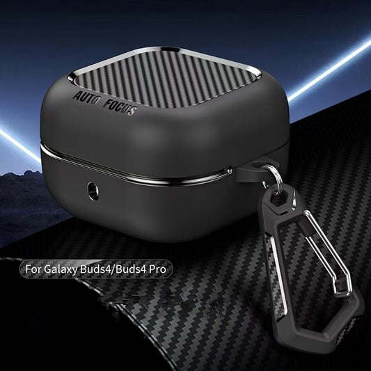 Techsuit CarbonFiber hoes voor Samsung Galaxy Buds4 / Buds4 Pro, Zwart