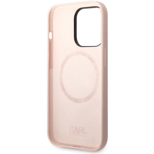 MagSafe Case for Apple iPhone 14 Pro, Karl Lagerfeld, Silicone Karl Head, Pink