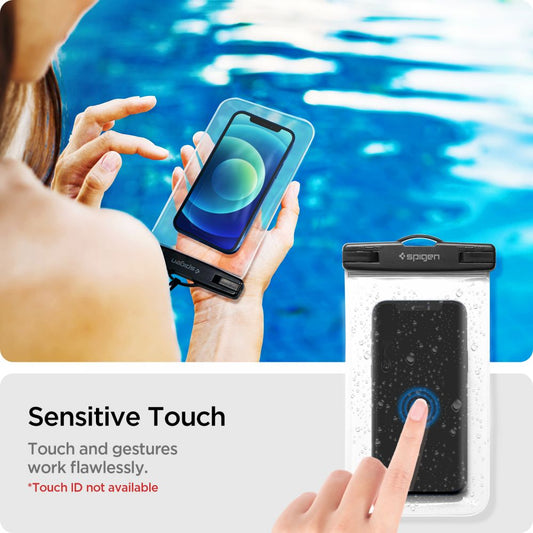 Universele Waterproof Hoes voor Telefoon max. 3.5inch - 7inch, Spigen, A601, Set 2 stuks, Transparant AMP03098