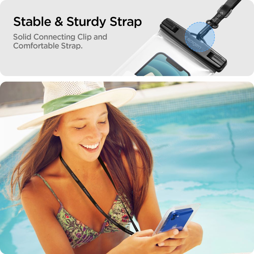Universele Waterproof Hoes voor Telefoon max. 3.5inch - 7inch, Spigen, A601, Set 2 stuks, Transparant AMP03098